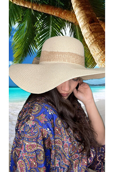 laviyonsa Honey Comb Straw Hat with Scarf