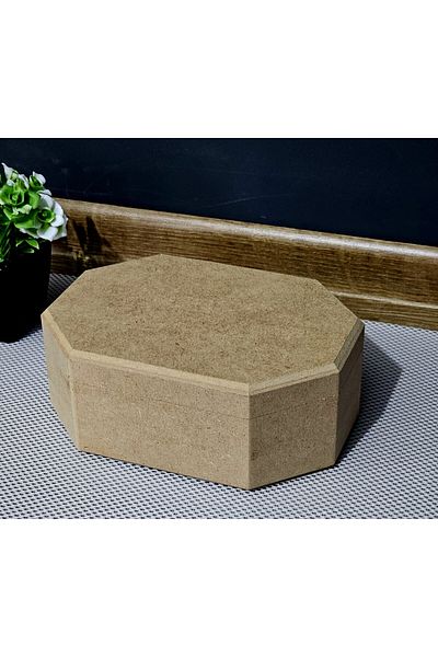 Tekir Store evinizi güzelleştirin Wooden Octagonal Rectangular Student Box Multi-Purpose Organizer with Lid Raw Hobby Painting Storage Box