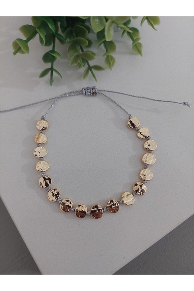 LUCKY ACCESSORIES Mercimek Gold Ezme Altın Kaplama İp Bileklik PEMBE