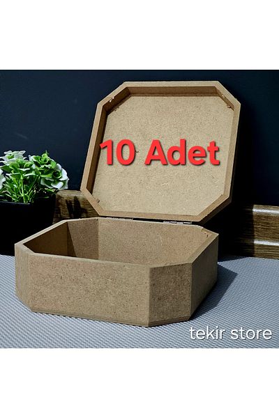 Tekir Store evinizi güzelleştirin صندوق طالب مربع مثمن خشبي متعدد الأغراض منظم مع غطاء صندوق تخزين اللوحة هواية خام