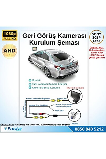 Navistar Ahd 1080P Sony 2G5P Balıkgözü 175 Derece Geniş Açılı Araç Geri Görüş Kamerası