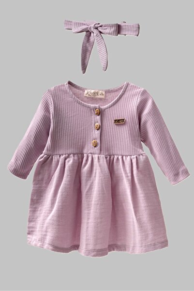 Joviel Eteği Müslin Bebek Elbise & Saç Bandı