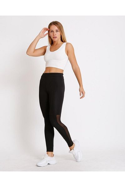 İstisna Colanți sport negri pentru femei - Lycra complet, scafandru termic, tul lateral