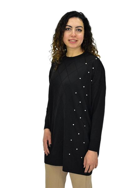 BAGLAN Women's Rhinestone Diamond Pattern Oversize Sweater Bgl-St04084