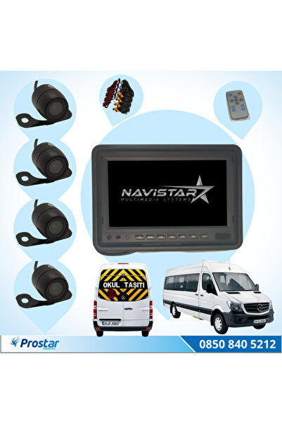 PROSTARK Okul Ve Servis Taşıtları Dört Kameralı Ahd 720p 7" Ekranlı 4 Kamera ...