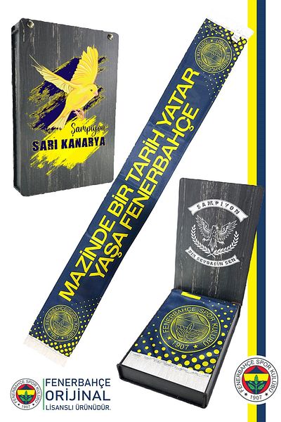 Fenerbahçe Γνήσιο άδειο Mazinde One History Weaves Shawl Scarf Canary Print με ξύλινο κουτί