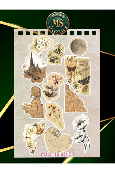 MS Major Selection Vintage Aesthetic Themed Sticker Set - Laptop Tablet Phone Agenda Bullet Journal