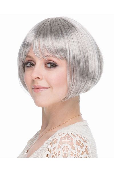 Mu Art Gray Silver Color Straight Cut Lined Blunt Party Wig (5175)