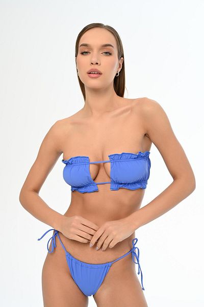AQUAVİVA Σετ μπικίνι Aquaviva Blue Strapless Brazilian Ruffle Luıza