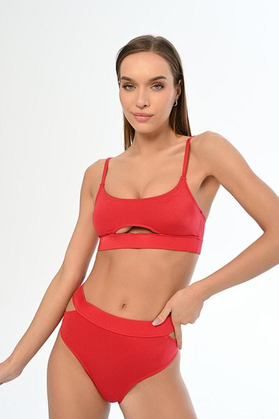 AQUAVİVA Aquaviva Women's Red Adjustable Strap Theodora Low-Cut Bikini Set