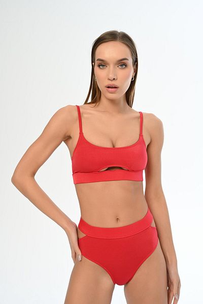 AQUAVİVA Aquaviva Women's Red Adjustable Strap Theodora Low-Cut Bikini Set