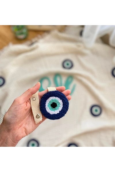 efecco Evil Eye Bead Pacifier Strap/Child Baby Special Design Cotton Rope Punch Double Sided Pacifier Strap