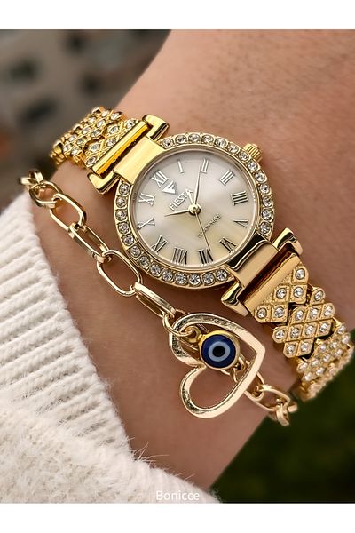Fiesta Brand Full Steel (case, band) Luxury Mesh Strap Yellow VIP 5 Atm Wristwatch