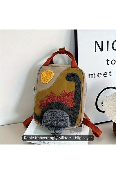 Accessories Χαριτωμένο βελούδινο σακίδιο πλάτης Vanilla Avenue Dinosaur Pattern Παιδικό Κεντημένο Νηπιαγωγείο