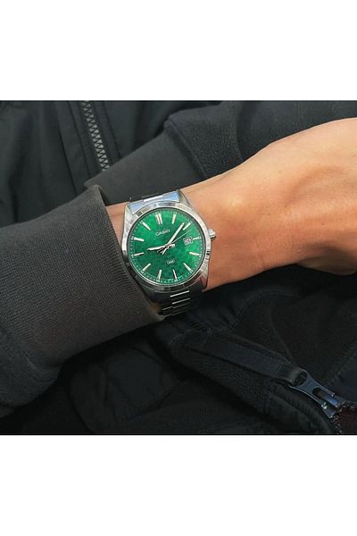 Casio Casio MTP-VD03D-3A1 Men's Stainless Steel Watch, Green Dial, Analog with Three Hands