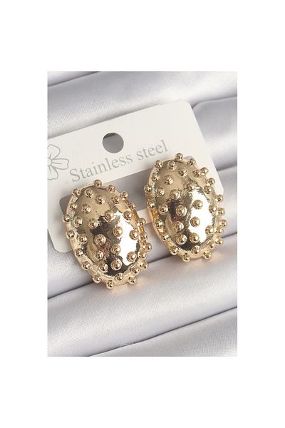 Skygo Gold Color Oval Convex Plate Women's Earrings - Tj-Bkp10235