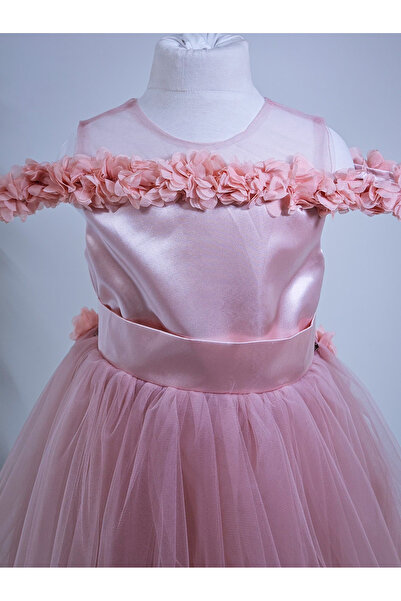 Melis Çocuk Çiçekli Kız Çocuk Abiye Elbise Gelinlik