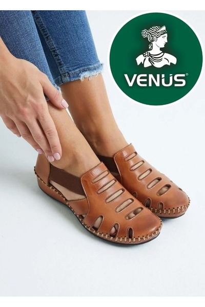 Venüs Malin Genuine Leather Comfort Orthopedic Women's Sandals Taba