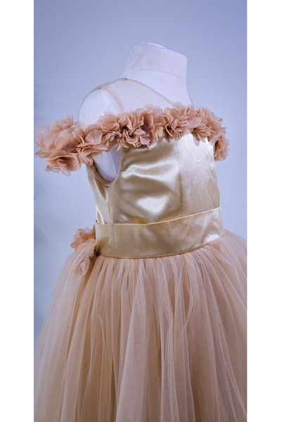 Melis Çocuk Çiçekli Kız Çocuk Abiye Elbise