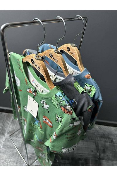 MODA Children's Boy Patterned Bilateral Sweatshirt Set