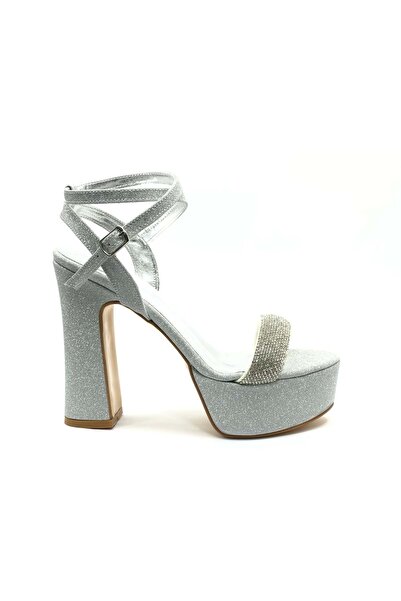 KCMN Feles 13 cm Yüksek Platform Tek Bant Topuklu Taşlı Kadın Abiye Ayakkabı ...