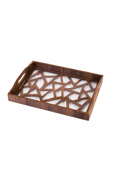 casa rosa Turkish Wood Serving Tray 40 cm