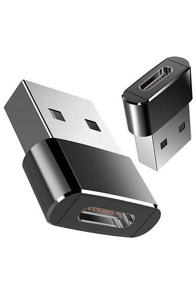 Generic Type-C Female to USB Male Adapter - Black