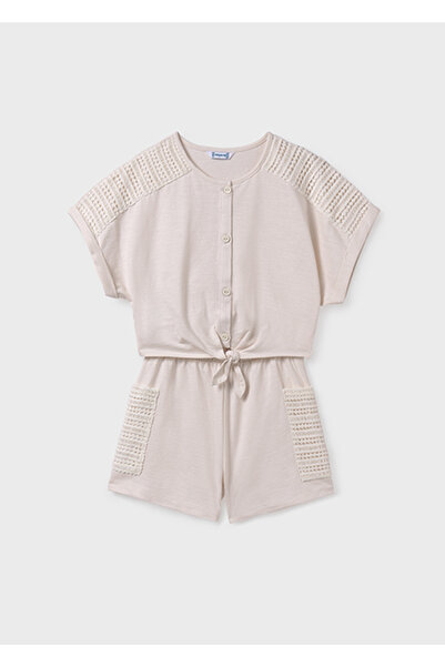 MAYORAL Girl's Knotted T-Shirt Shorts Set Cream 6222