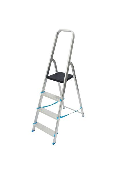 Mac Allister 4 tread Aluminium, plastic & steel Step Ladder (H)1440m