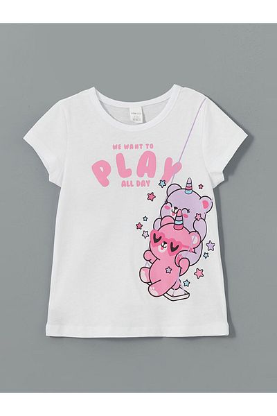 LC Waikiki Νέα σεζόν Crew Neck Printed Girls Tisort - S5HA17Z1