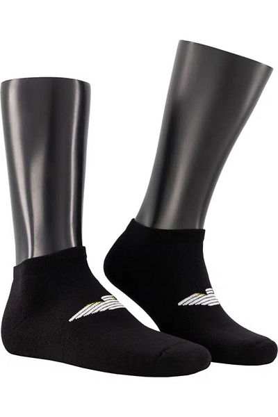 Emporio Armani Men's Eagle Logo Cotton 2-Piece Black Socks Em 000538   Af12299-Mc005