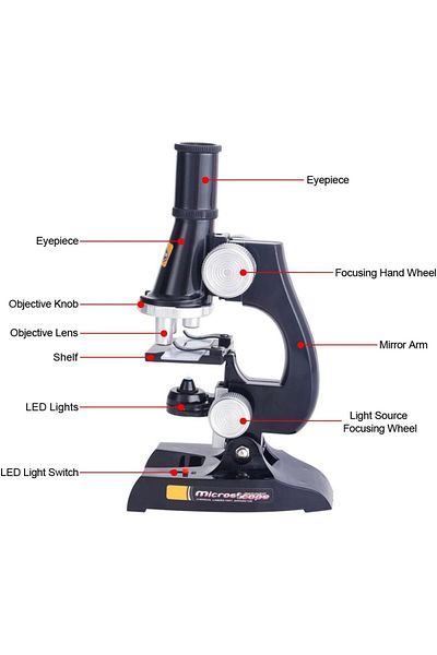 Yelajoy Kids Science Microscope Kit,450x,With LED Lights For Beginners Early Education,24x19x9cm