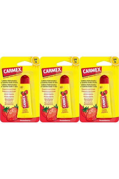 Carmex Strawberry Spf15 Lip Balm 10 G X 3
