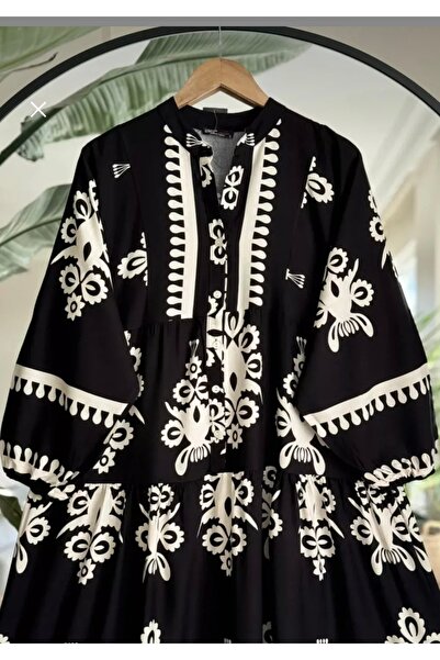 Sfg Life Moda Γυναικεία ρούχα Hijab με κουμπιά μπροστά με γιακά και μεγάλο μπαλόνι φόρεμα από βισκόζη