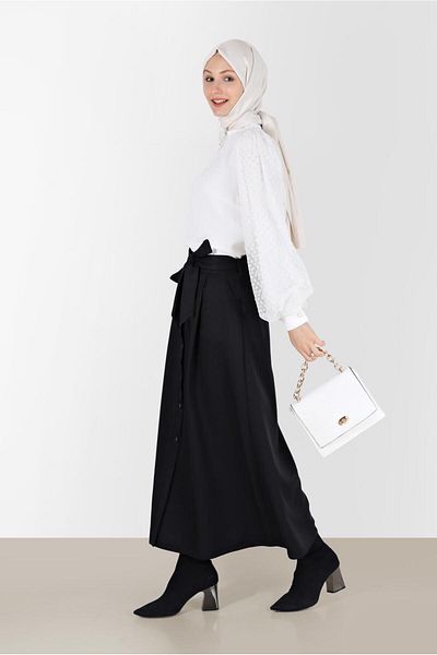 Alvina CREPE BLUZ WITH DOT SLEEVES AND TOWEL DETAIL 42300