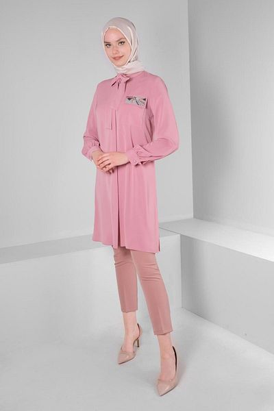 Alvina BEAD EMBROIDERY DETAILED SCARF COLLAR TUNIC 43530