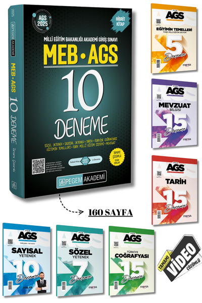 Pegem Akademi Yayıncılık 2025 MEB AGS Tamamı Çözümlü 10 Deneme ve Eğitimin Te...