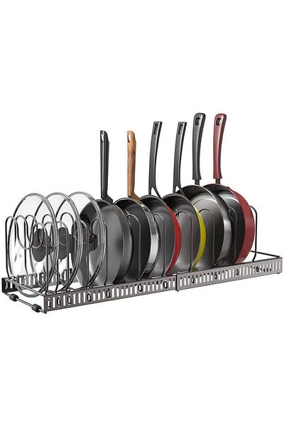 Generic Pot and Pan Organizers Rack : Expandable Pot Lid Organizer Holder with 10 Adjustable