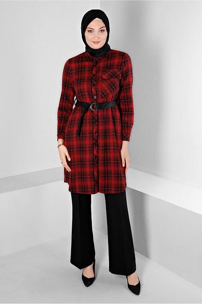 Alvina BELTED PLAID PATTERNED TUNIC 43458
