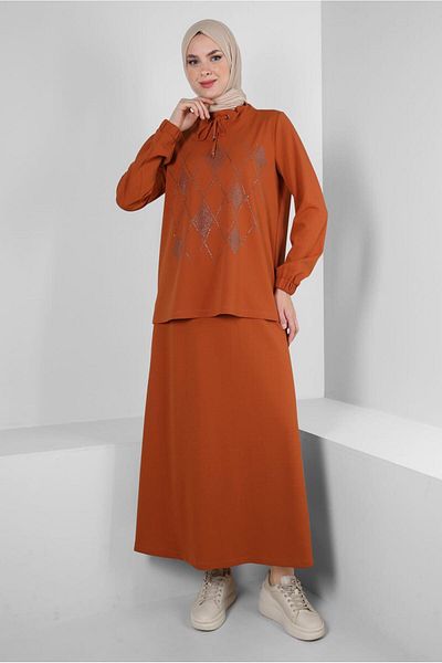 Alvina Σετ αθλητική φόρμα με φούστα και πέτρα - 43696
