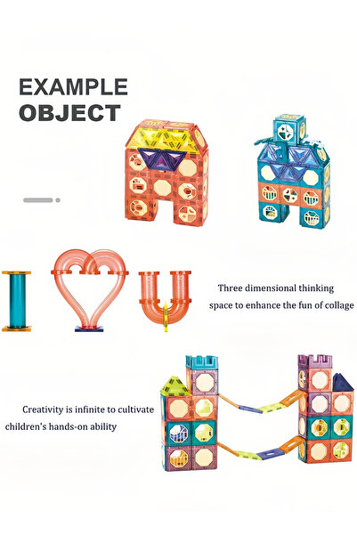 Yelajoy 158 PCS Magnetic Tiles Pipe Blocks Toys Set,Compatible with mainstream brands,With for Girl Boy