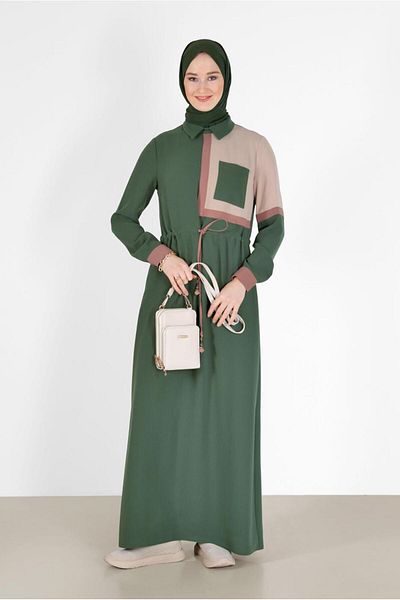 Alvina 3-COLOR CREPE DRESS WITH BANDED WAIST 42219