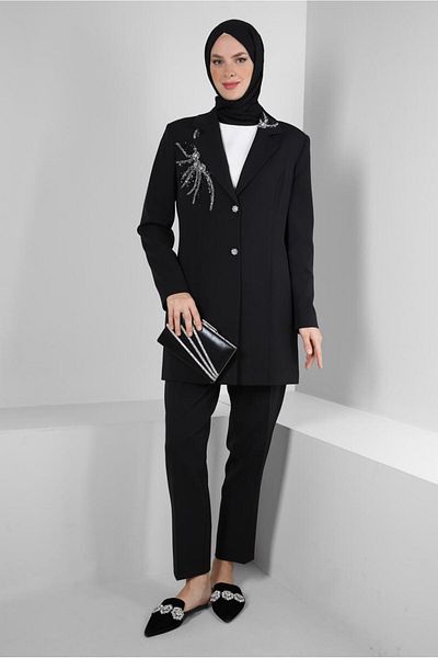 Alvina Costum pantalon dublu cu imprimeu în piatră 30318