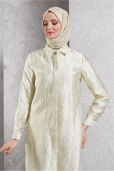 Alvina 44737 نموذج سترة جاكار مع بروش