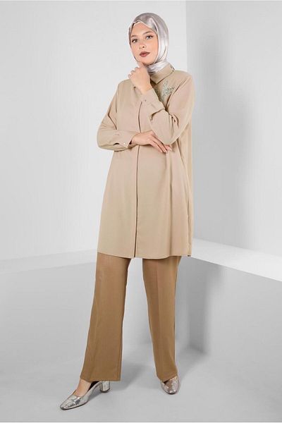 Alvina SHIRT COLLAR STONE DETAIL TUNIC 20233