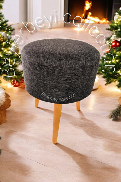 BEYLERBEYİ Coco Puf, Keten Kumaş,3 Ayak,oturma Odası, Makyaj Masası Pufu