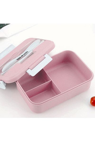 Eazy Kids Wheat Straw Leakproof Eco Bento Lunch Box - Pink (1000ml)