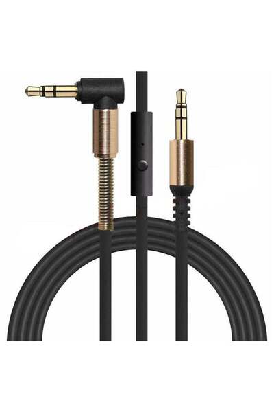 Generic كابل AUX 3.5 مم ذكر إلى ذكر مع ميكروفون أسود