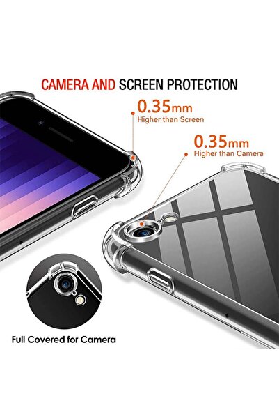 Fibaks For Apple iPhone 7/8/Se 20 22 Case Antishock Shock Absorbing Camera Protect Flexible Transparent Silicone Cover