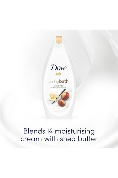Dove Baie calmantă și îngrijitoare cu unt de shea și vanilie caldă, 450 ml x 2
